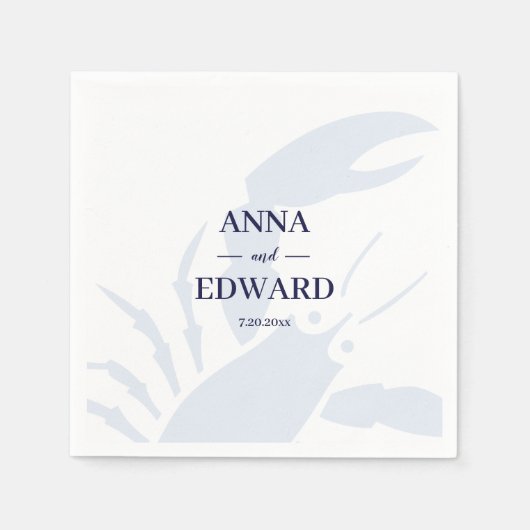 nautische kreeft bruiloft papieren servetten (Voorkant)