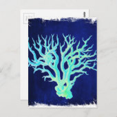 Nautische kust chique strand blauw Koraal Reef Briefkaart (Voorkant / Achterkant)