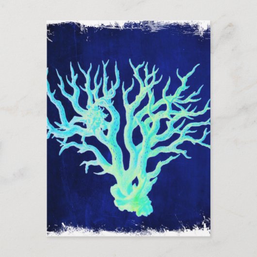 Nautische kust chique strand blauw Koraal Reef Briefkaart (Voorkant)