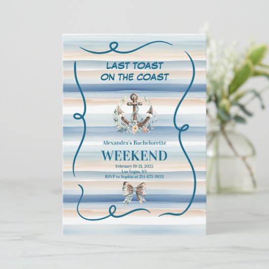 Nautische Kust Cowgirl Anker Bachelorette Kaart (Staand voorkant)