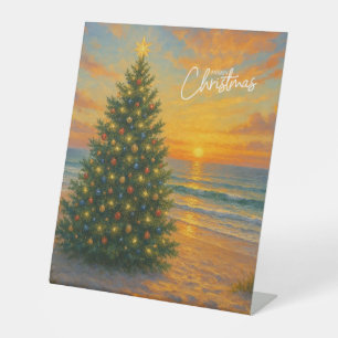 Nautische/Kust kerstboom strand Reclamebord Met Voetstuk