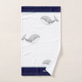 Nautische Kust Marine Blauw Grijs Wit Walvis Bad Handdoek (Handdoek)