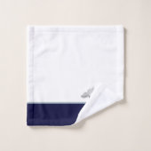 Nautische Kust Marine Blauw Grijs Wit Walvis Bad Handdoek (Wasdoekje)