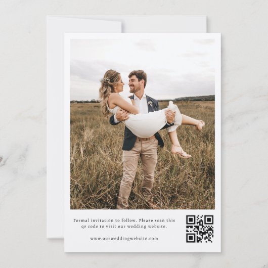 Nautische Kust Schelp Monogram QR Code Trouwen Save The Date (Achterkant)