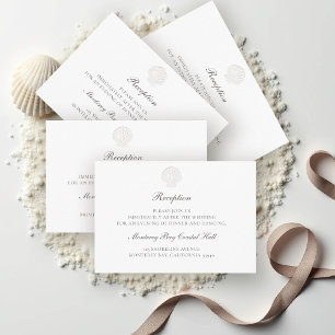 Nautische Kust Shell Pure Receptie Wedding Informatiekaartje