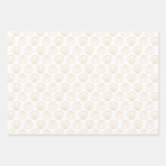 Nautische Kust Strand Chic Goud Zeeschelp Shell Inpakpapier Vel (Voorkant 3)