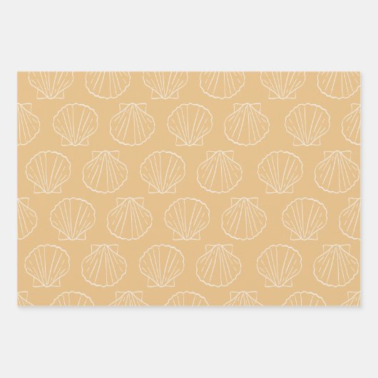Nautische Kust Strand Chic Goud Zeeschelp Shell Inpakpapier Vel (Voorkant 2)