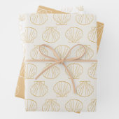 Nautische Kust Strand Chic Goud Zeeschelp Shell Inpakpapier Vel (In situ)