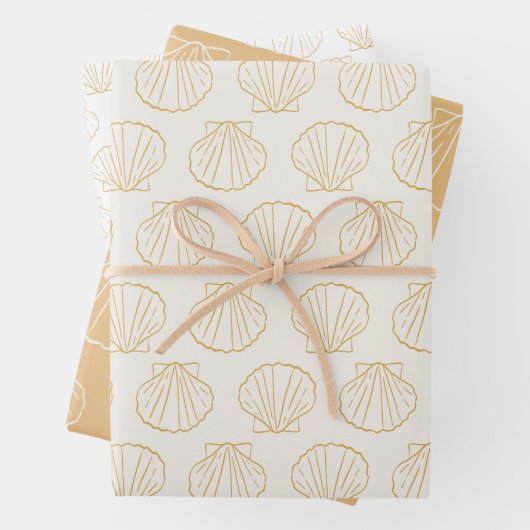 Nautische Kust Strand Chic Goud Zeeschelp Shell Inpakpapier Vel (In situ)