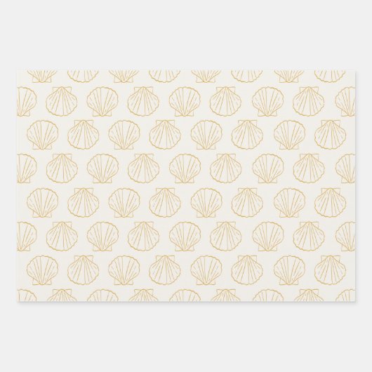 Nautische Kust Strand Chic Goud Zeeschelp Shell Inpakpapier Vel (Voorkant)