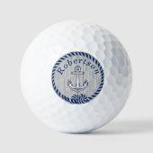 Nautische Kustanker Naam Marine Blauw Golfballen (Voorkant)