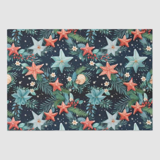 Nautische Kustkerst Zeester Weefsel Papier (Voorkant)