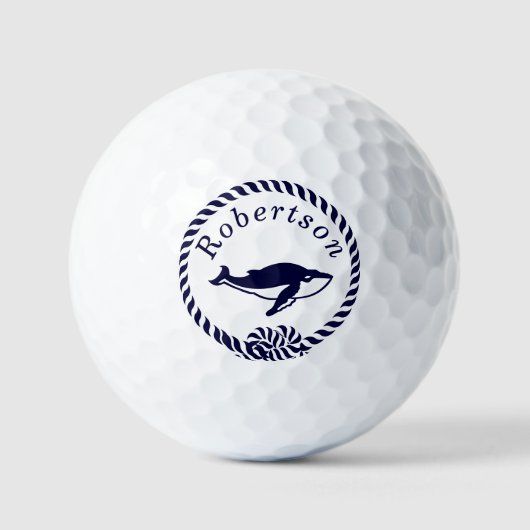Nautische kustnaam walvisvaarder Blauwe Golf Balls Golfballen (Voorkant)