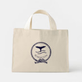 Nautische kustnaam Zeilboot Whale Navy Blue T Mini Tote Bag (Achterkant)
