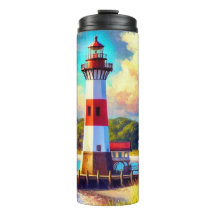 Nautische kustvuurtoren thermische tumbler
