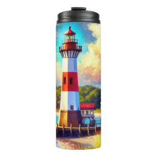 Nautische kustvuurtoren thermische tumbler thermosbeker