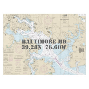 Nautische lengtegraad Latitude Baltimore MD 12281 Tafelkleed