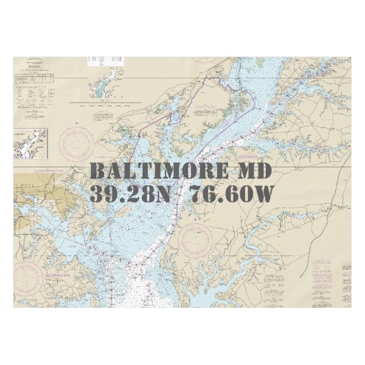 Nautische lengtegraad Latitude Baltimore MD Tafelkleed (Voorkant (Horizontaal))