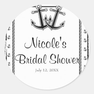 Nautische liefde ankers strand bruiloft bruids dou ronde sticker