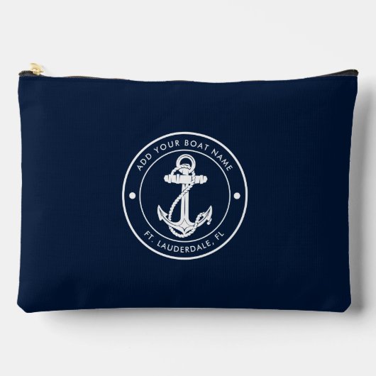 Nautische Marine Blauw Anker Boot Naam Custom Etui (Voorkant)