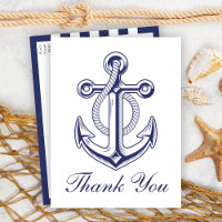 Nautische marine blauw anker bruiloft dank u