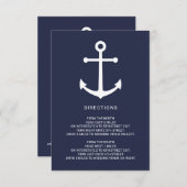 Nautische marine blauw anker bruiloft details kaart (Voorkant / Achterkant)