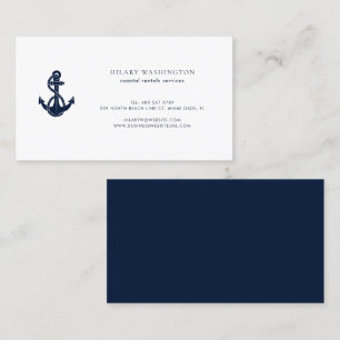 Nautische Marine Blauw Anker Elegant Visitekaartje