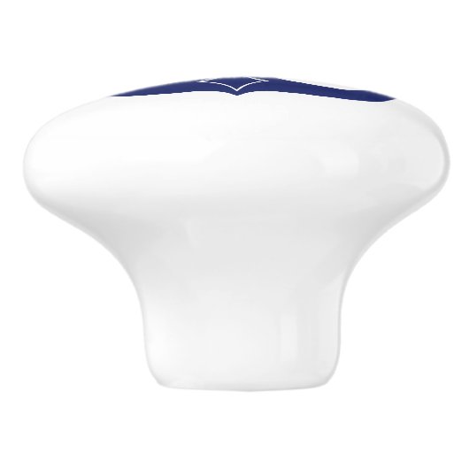 Nautische marine blauw anker met touw keramische knop (Zijkant)