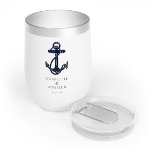 Nautische marine blauw anker strand bruiloft
