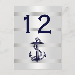 Nautische Marine Blauw Anker Wit BG V Tafelnummer