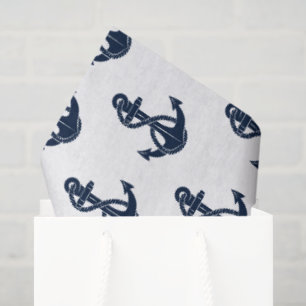 Nautische Marine Blauw Ankerpatroon Modern Tissuepapier