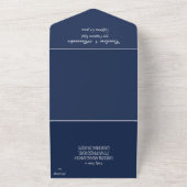 Nautische Marine Blauw Elegant Moderne Boot Bruilo All In One Uitnodiging (Buitenkant)