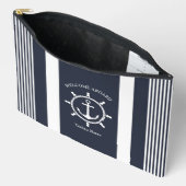 Nautische Marine blauw en wit gestreept met Anker Etui (Open)