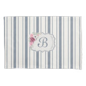 Nautische Marine blauw en wit gestreept met Anker Kussensloop (Voorkant-Links)