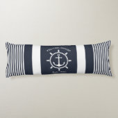 Nautische Marine blauw en wit gestreept met Anker Lichaamskussen (Achterkant)
