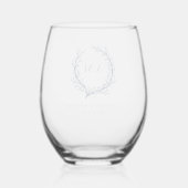 Nautische Marine Blauw Koraalrif Monogram Bruiloft Wijnglas Zonder Voet (Achterkant)