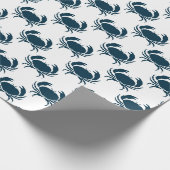 Nautische marine blauw krab patroon cadeaupapier (Hoek)