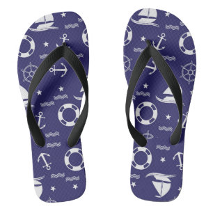 Nautische marine blauw naadloze patronen achtergro teenslippers