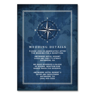 Nautische Marine Blauw & Wit Bruiloft Behuizing Ka Kaart