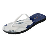 Nautische Marine Blauw Wit Cascading Anemones Brid Teenslippers (Schuin)