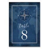 Nautische Marine Blauw & Wit Kompas Bruiloft Kaart (Achterkant)