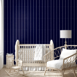 Nautische Marine Blauw Wit Speld Strepen Minimaal Behang
