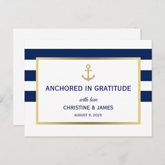 Nautische Marine Blauw Witte Strepen Dank u bruilo Briefkaart (Voorkant / Achterkant)