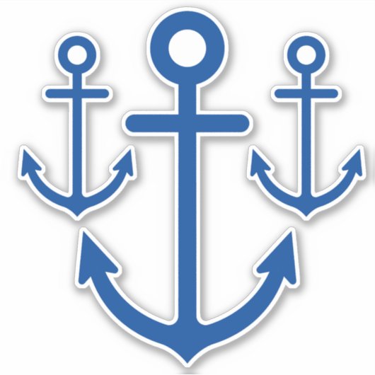 Nautische marine blauwe ankers sticker (Voorkant)