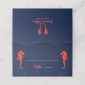 Nautische Marine Blauwe Koraal Zeepaardjes Strandb (Buitenkant ongevouwen)