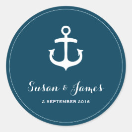 Nautische Marine bruiloft ronde gunst Sticker