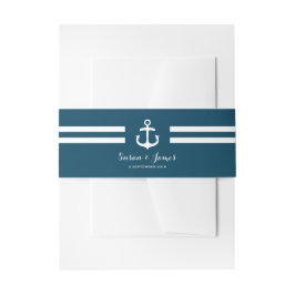 Nautische Marine bruiloft uitnodiging buik band Uitnodigingen Wikkel