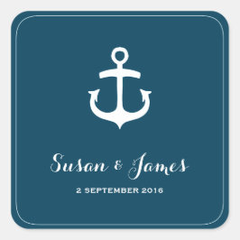 Nautische Marine bruiloft vierkant gunst Sticker