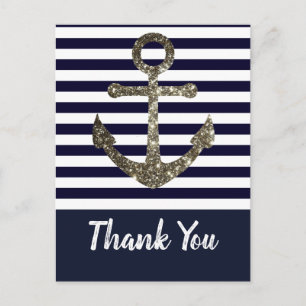 Nautische Marine en Witte Anker Dank U Briefkaart