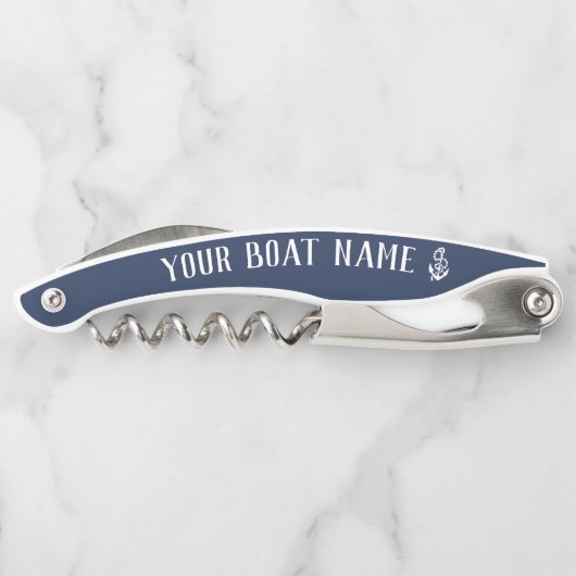 Nautische Marine Rustieke Anker Boot Naam Kurkentrekker (Achterkant)